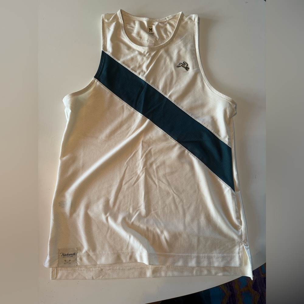 Women's White and Blue Tank Top